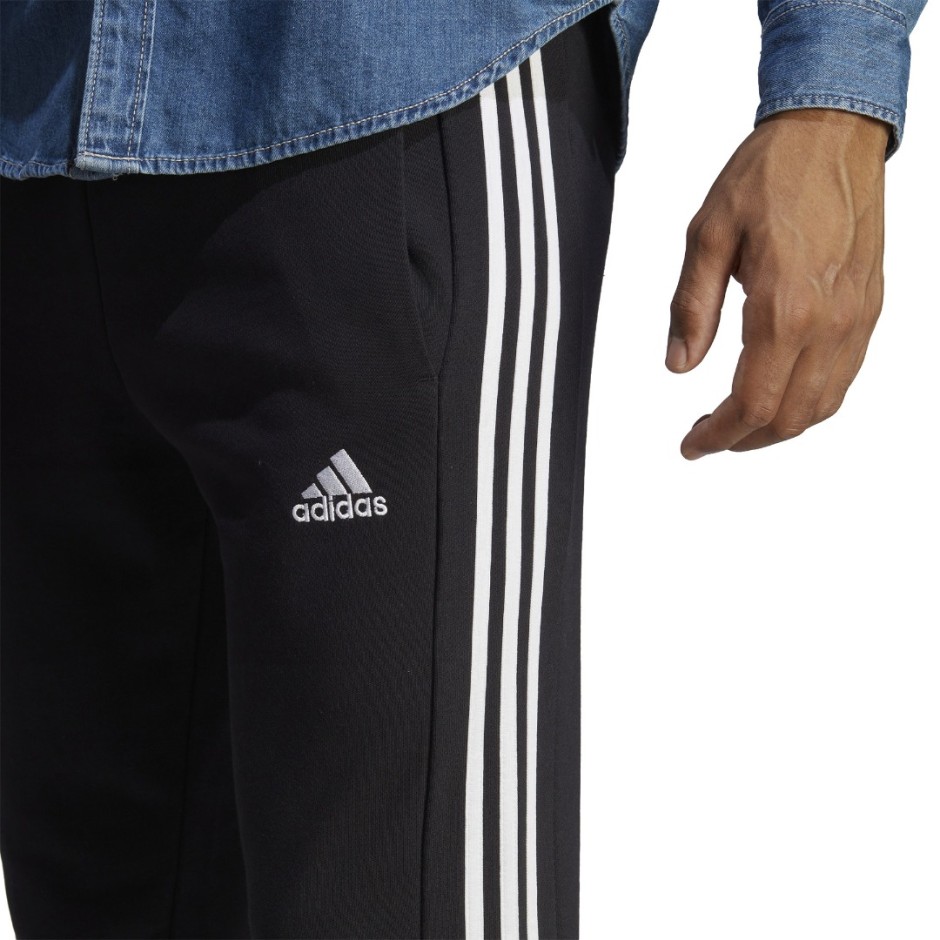 Ανδρικό Παντελόνι Φόρμα Μαύρο - adidas Sportswear Essentials French Terry Tapered Cuff 3-Stripes
