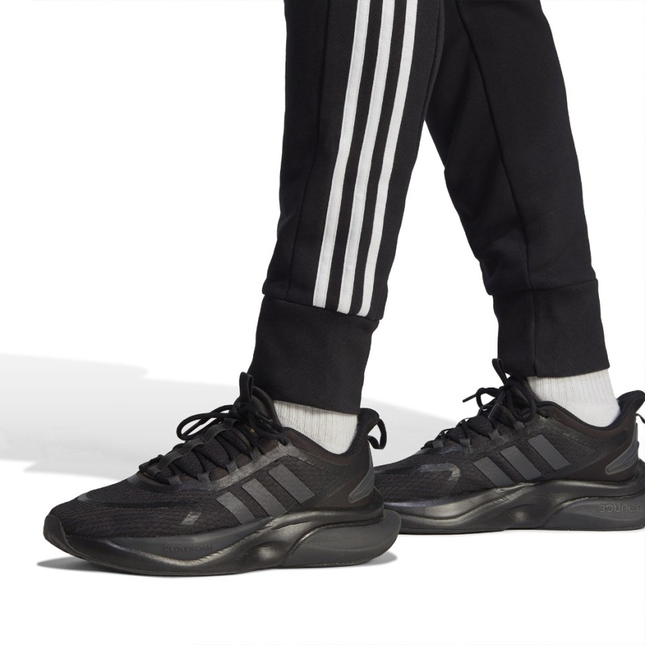 Ανδρικό Παντελόνι Φόρμα Μαύρο - adidas Sportswear Essentials French Terry Tapered Cuff 3-Stripes