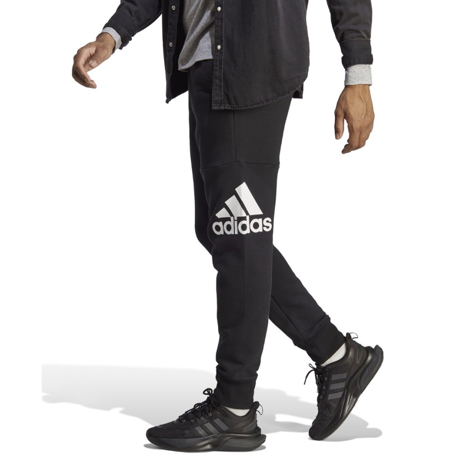 Ανδρικό Παντελόνι Φόρμα Μαύρο - adidas Sportswear Essentials French Terry Tappered Cuff Logo 