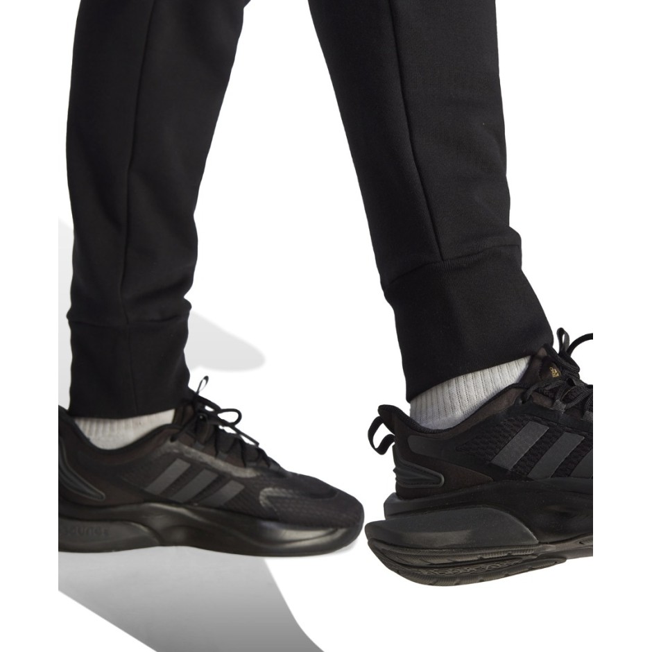 Ανδρικό Παντελόνι Φόρμα Μαύρο - adidas Sportswear Essentials French Terry Tappered Cuff Logo 