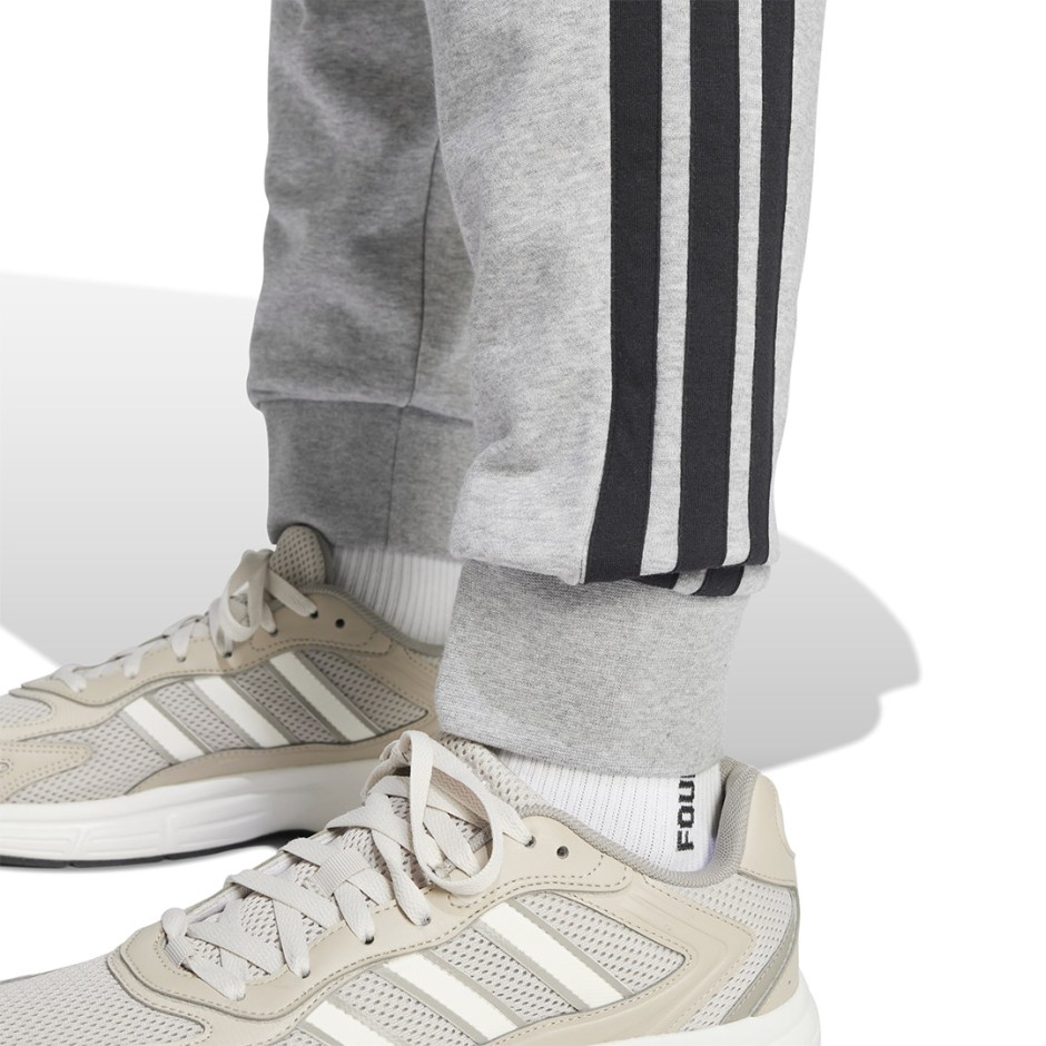 Ανδρικό Παντελόνι Φόρμα Γκρι - adidas Sportswear Essential 3-Stripes French Terry