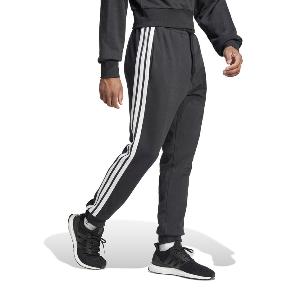 Ανδρικό Παντελόνι Φόρμα Μαύρο - adidas Sportswear Essential 3-Stripes French Terry
