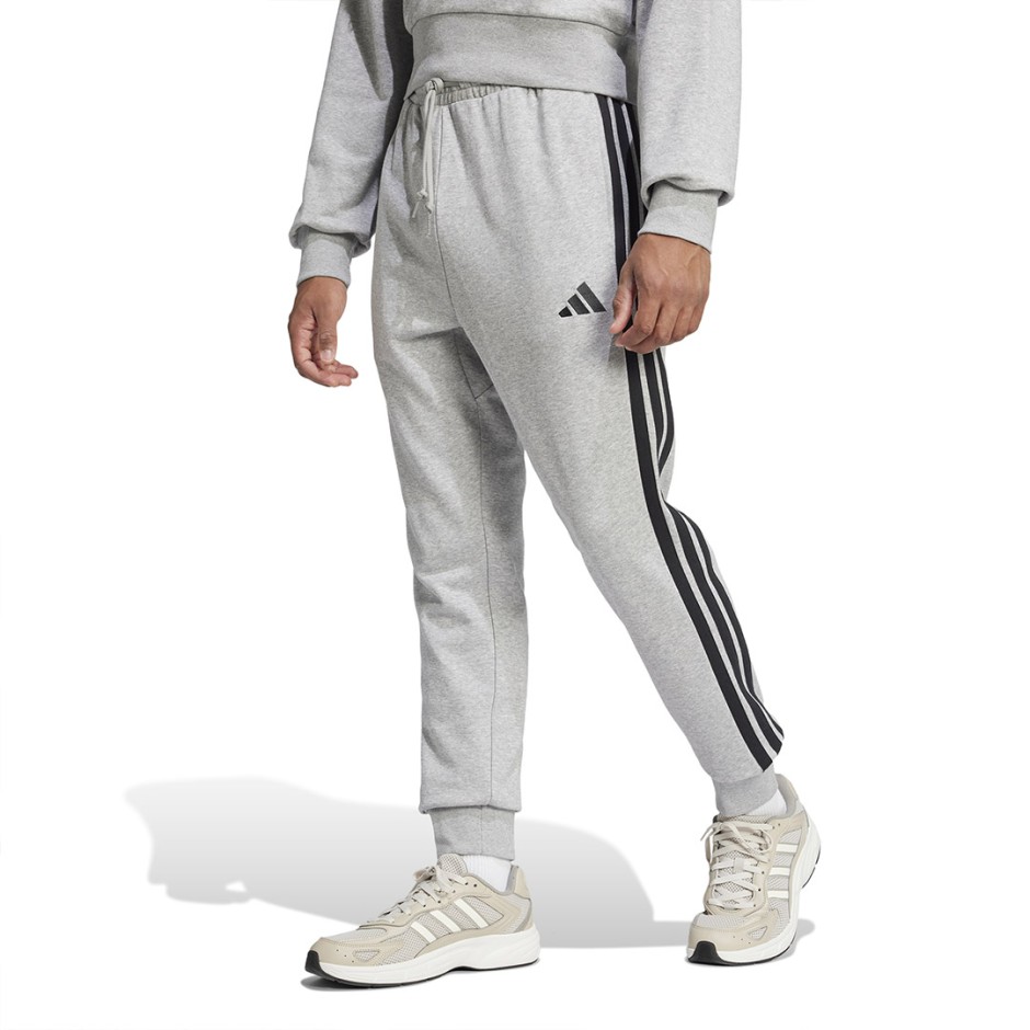 Ανδρικό Παντελόνι Φόρμα Γκρι - adidas Sportswear Essential 3-Stripes French Terry