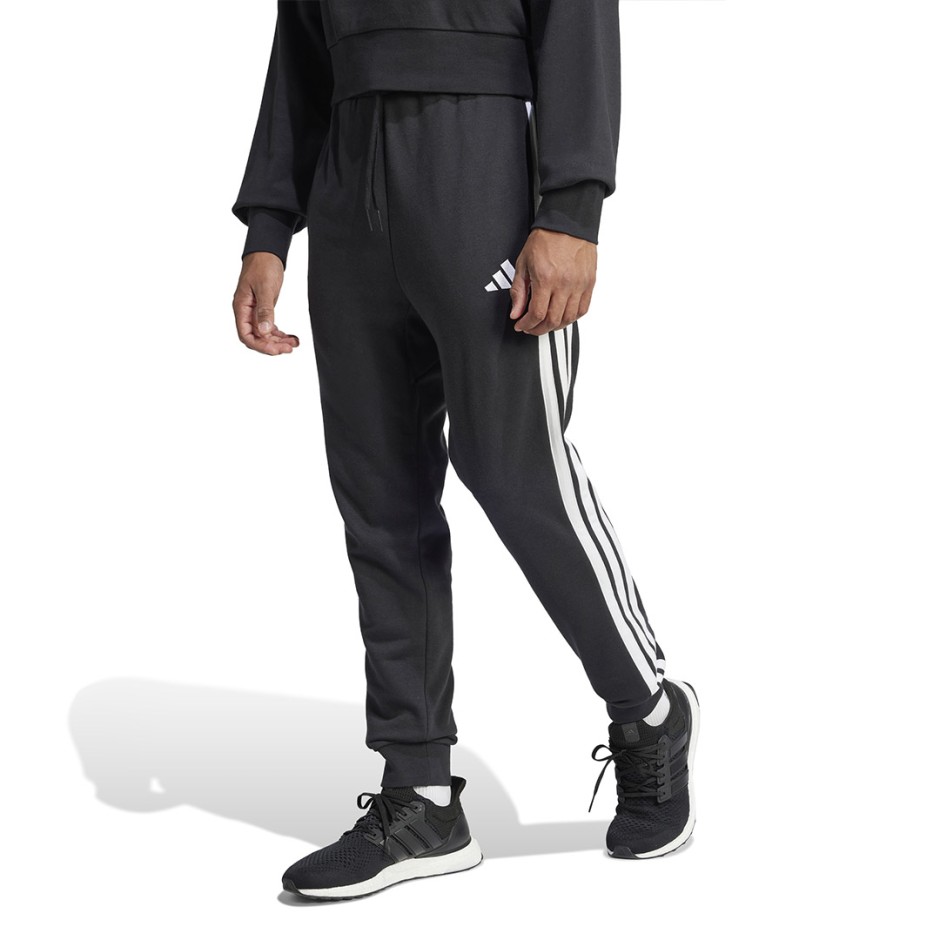 Ανδρικό Παντελόνι Φόρμα Μαύρο - adidas Sportswear Essential 3-Stripes French Terry