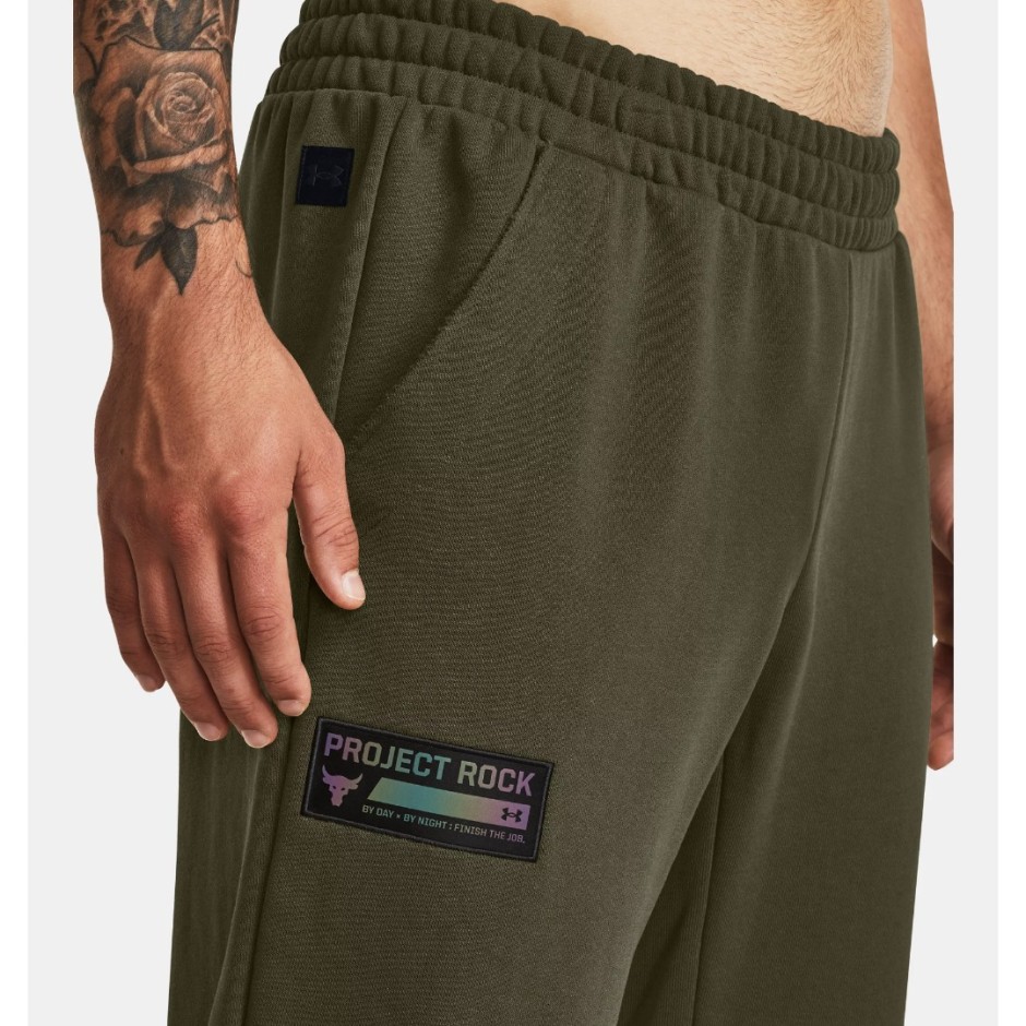 Under Armour Project Rock Heavyweight Terry Χακί - Ανδρικό Παντελόνι Φόρμα Προπόνησης
