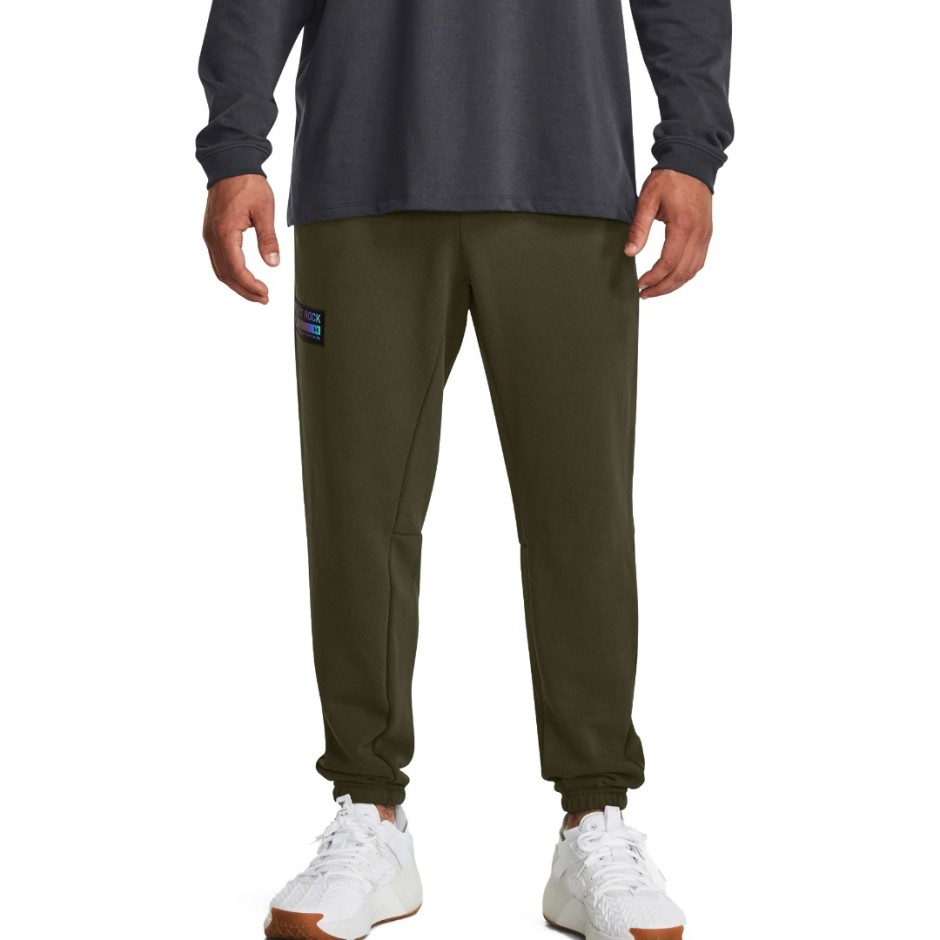 Under Armour Project Rock Heavyweight Terry Χακί - Ανδρικό Παντελόνι Φόρμα Προπόνησης