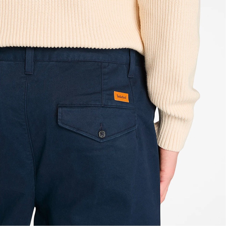 Ανδρικό Παντελόνι Μπλε - Timberland Claremont Washed Peached Twill Pleated 