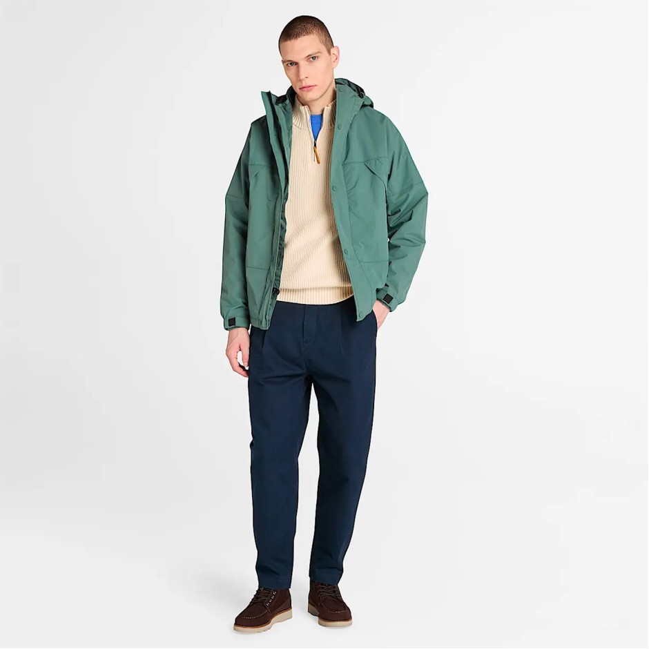 Ανδρικό Παντελόνι Μπλε - Timberland Claremont Washed Peached Twill Pleated 