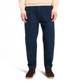 Ανδρικό Παντελόνι Μπλε - Timberland Claremont Washed Peached Twill Pleated  Εικόνα 