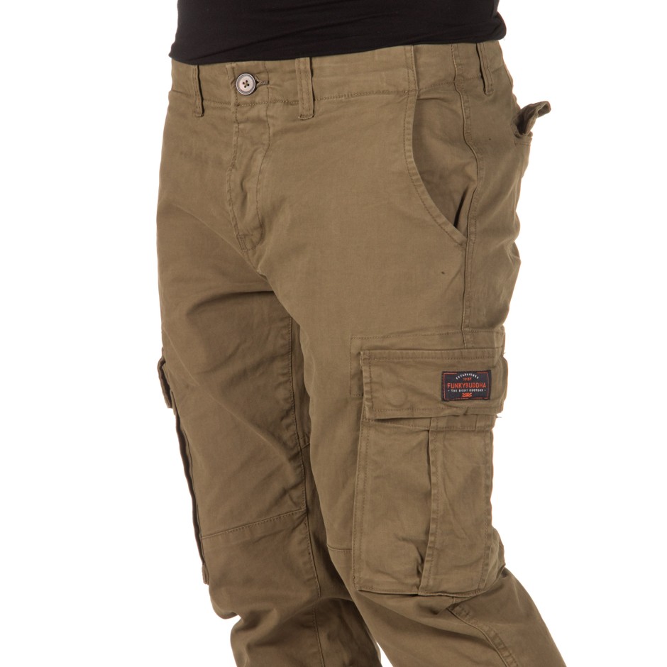 FUNKY BUDDHA MEN'S CARGO PANTS FBM003-02219-OLIVE Χακί