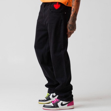 BEE UNUSUAL FEEL GOOD DENIM BAGGY PANTS AB-250033-BLACK Black