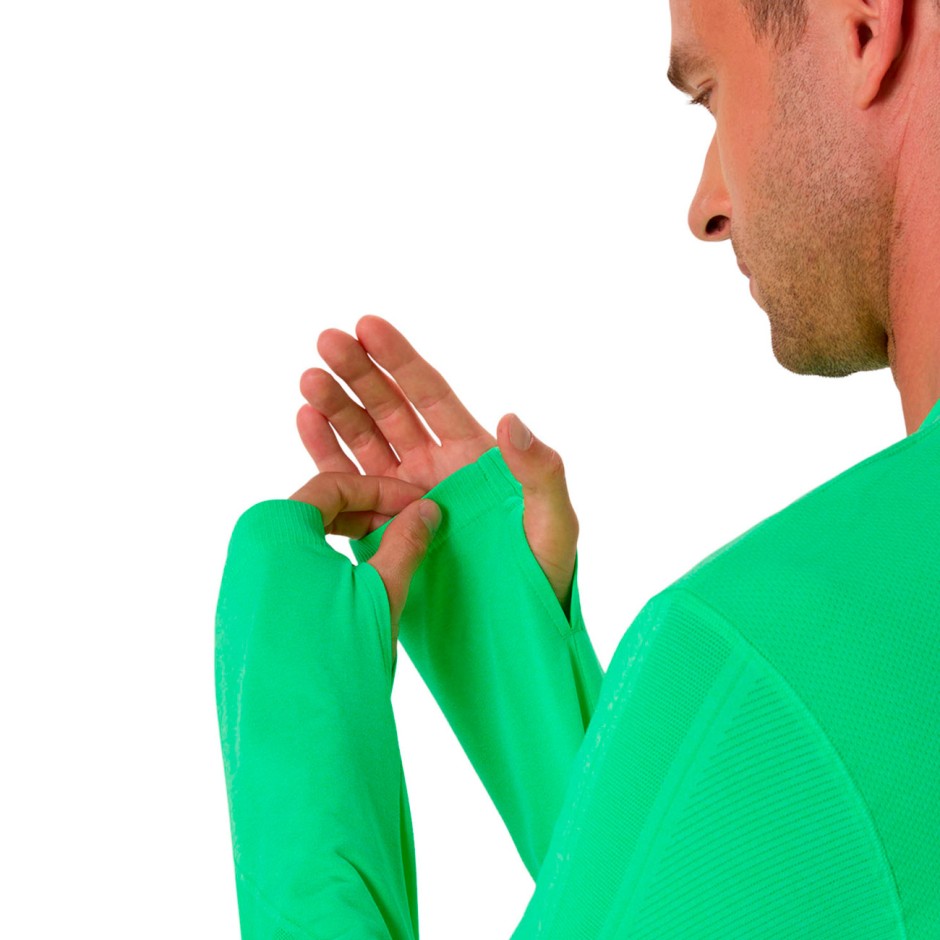 Ανδρική Μακρυμάνικη Μπλούζα για Τρέξιμο Πράσινη - ASICS ROAD SEAMLESS LS TOP