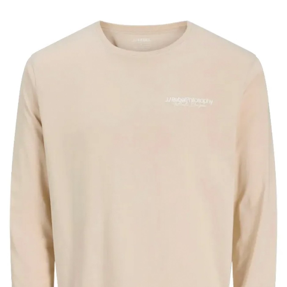 JJ REBEL JREBZACK TEE LS CREW NECK 12279445-MOONBEAM Ecru