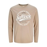 JJ REBEL JREBFELIX LS TEE 12298212-ROASTED CASHEW Μπέζ Εικόνα 