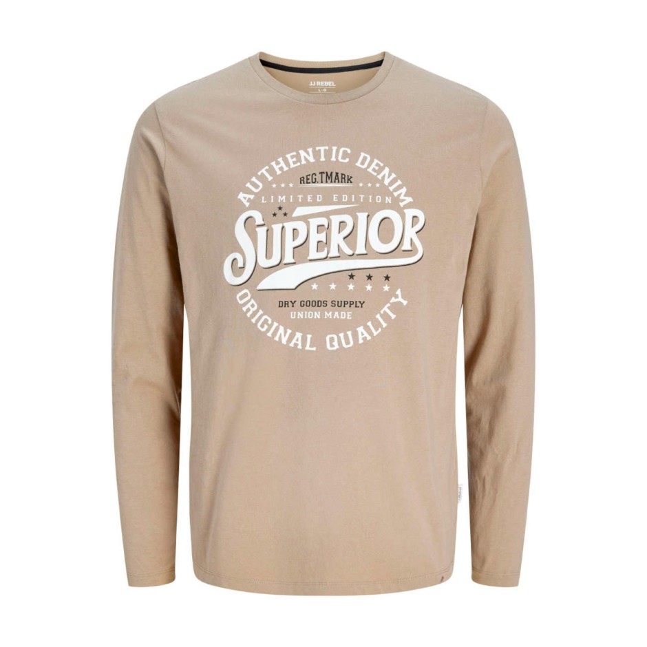 JJ REBEL JREBFELIX LS TEE 12298212-ROASTED CASHEW Μπέζ