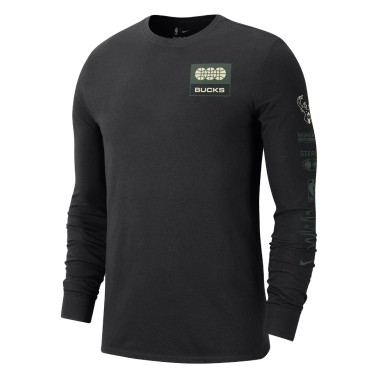NIKE MILWAUKEE BUCKS ESSENTIAL LONG SLEEVE TEE Μαύρο