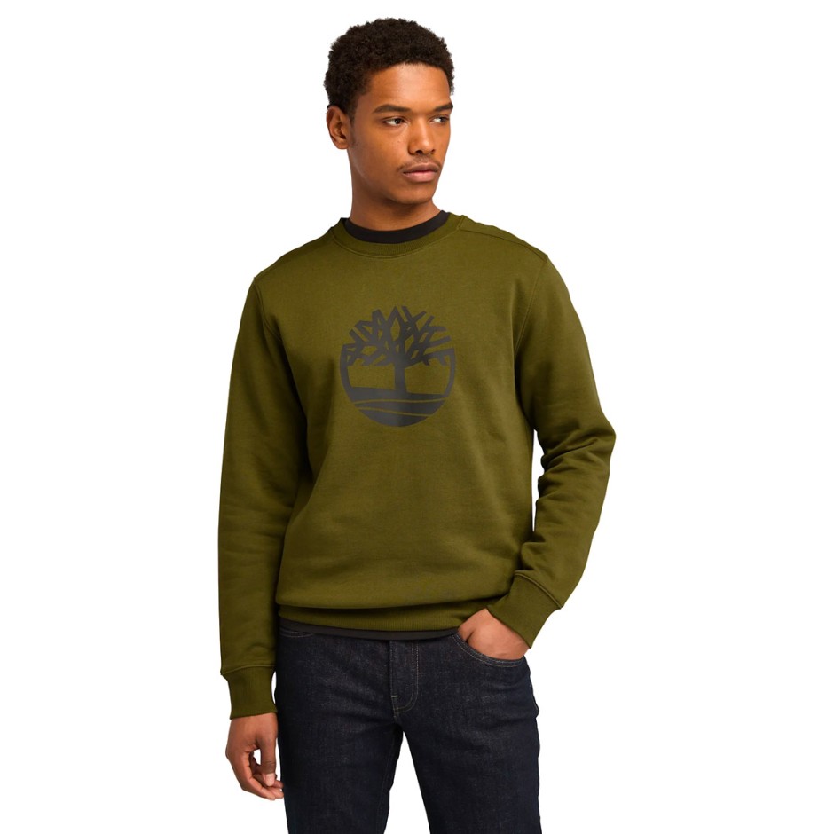 TIMBERLAND KENNEBEC RIVER TREE LOGO CREW NECK TB0A2BJ8302-302 OLIVE