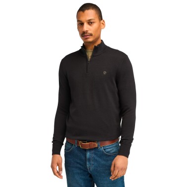 TIMBERLAND WILLIAMS RIVER COTTON 1/4 ZIP SWEATER TB0A2BMXX65-X65 Black