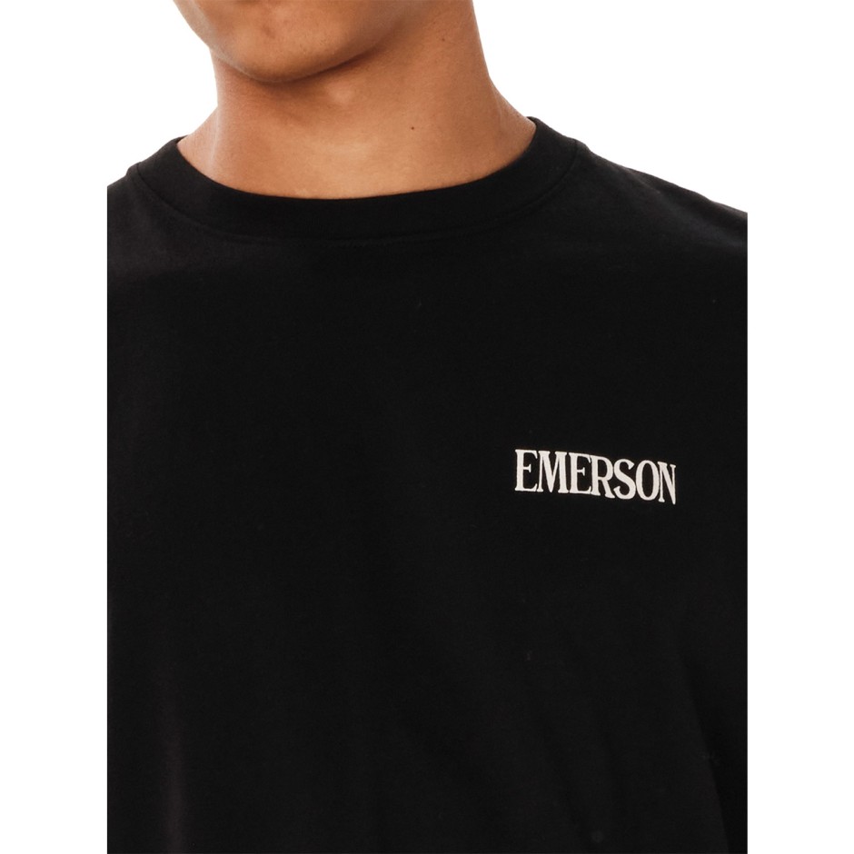 Ανδρική Μακρυμάνικη Μπλούζα Μαύρη - EMERSON 'Responsible Living'