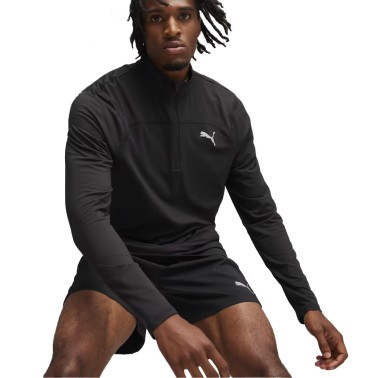Puma Run Cloudspun Μαύρο - Ανδρική Μακρυμάνικη Μπλούζα για Τρέξιμο