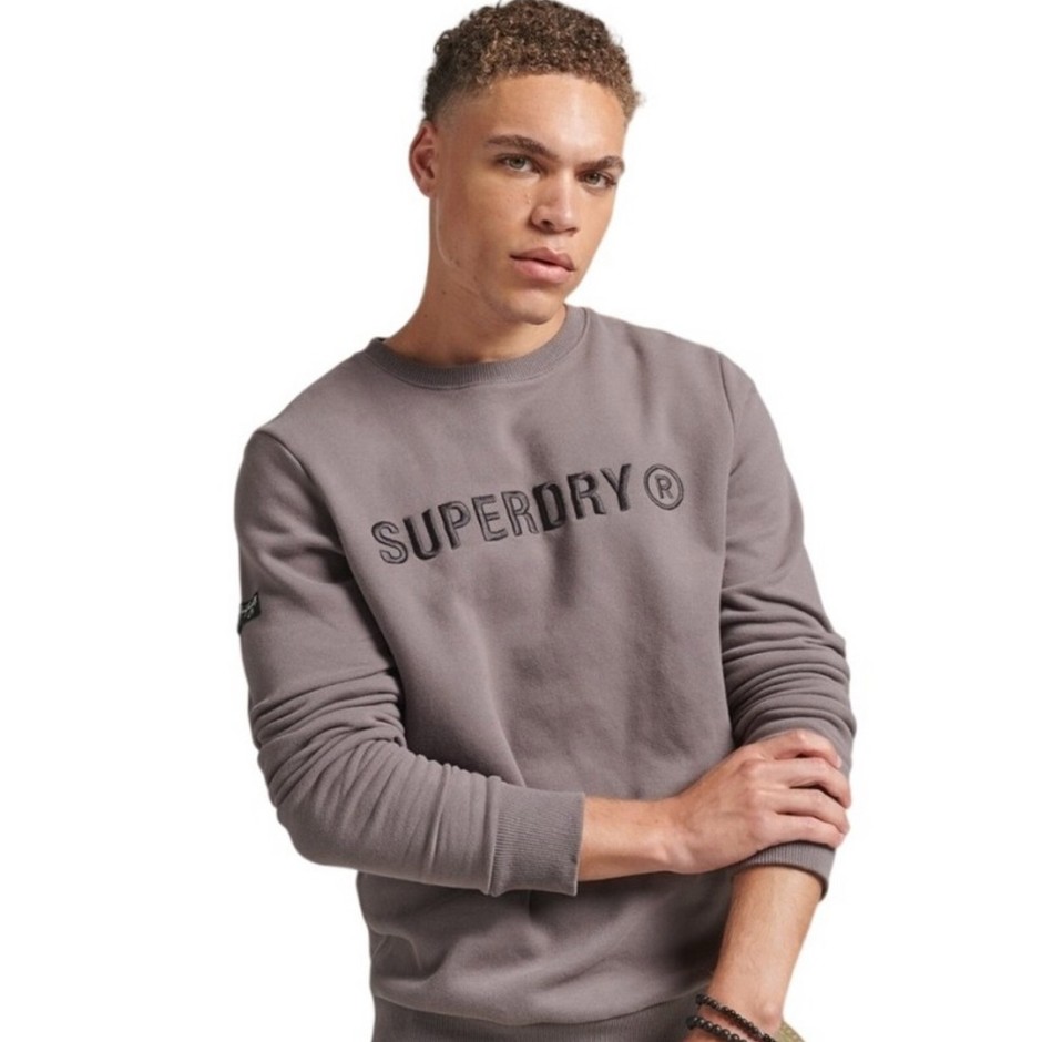 SUPERDRY D1 VINTAGE CORP LOGO WORK CREW M2012058A-HFG Coal