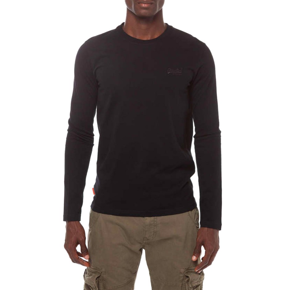 Ανδρική Μακρυμάνικη Μπλούζα Μαύρη - Superdry Essentials Logo