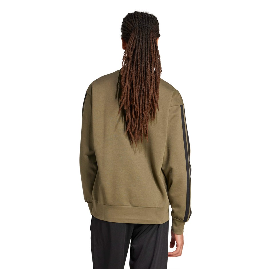 Ανδρική Μακρυμάνικη Μπλούζα Λαδί - adidas Sportswear Essentials 3-Stripes Fleece
