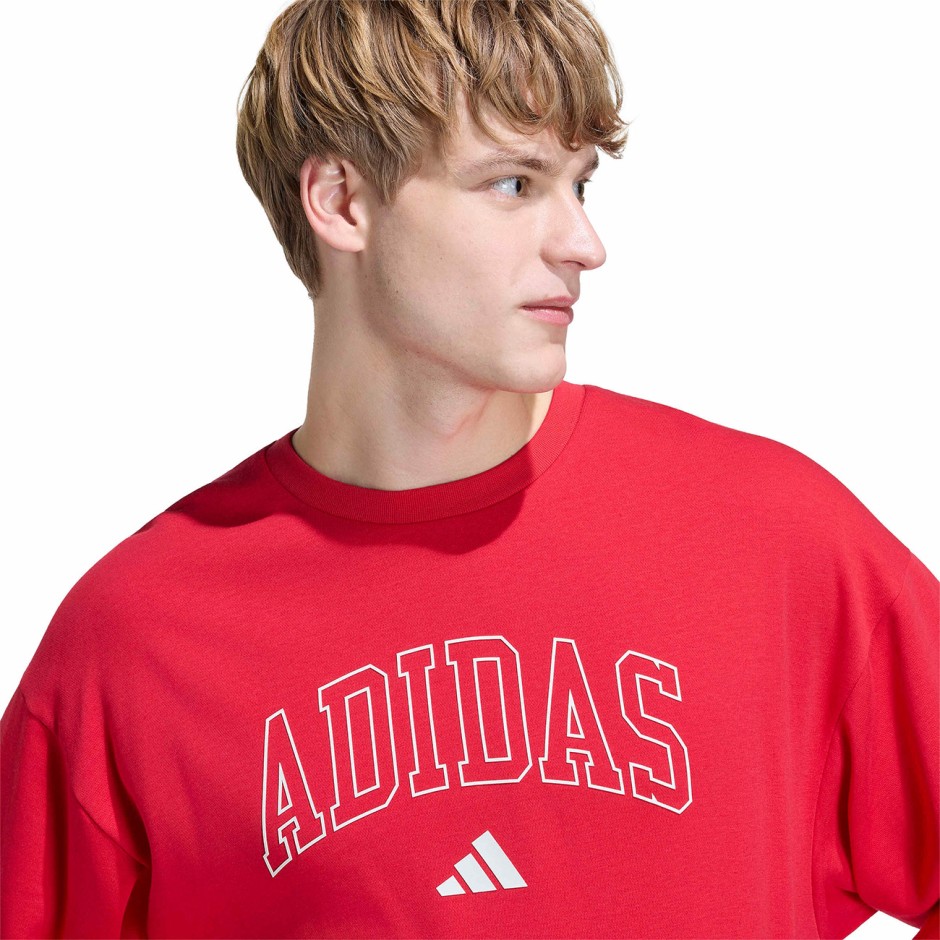 Men's Sweatshirt Red - adidas Sportswear Seasonal Essentials Collegiate French Terry