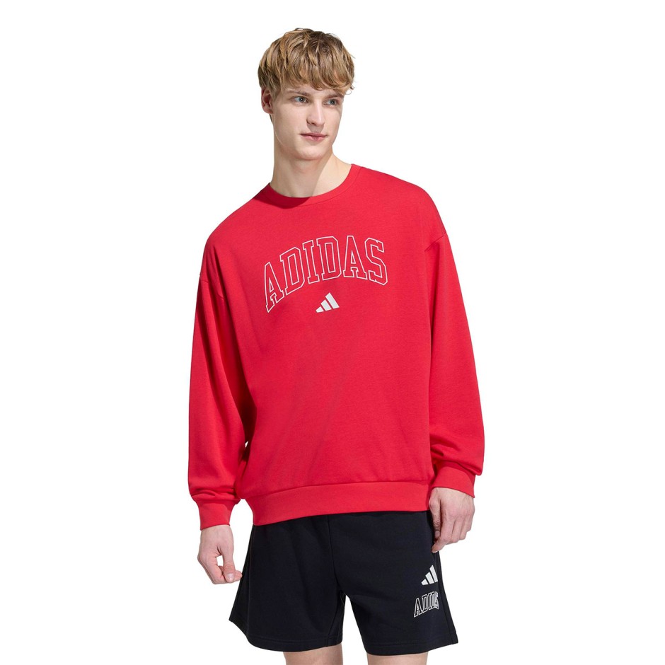 Men's Sweatshirt Red - adidas Sportswear Seasonal Essentials Collegiate French Terry