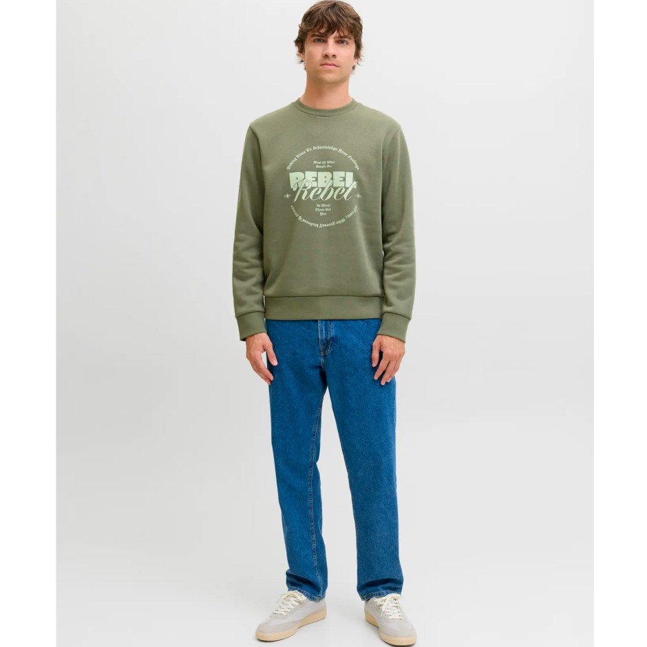 JJ REBEL JREBGRAY CREW NECK SWEAT 12286664-FOUR LEAF CLOVER Κhaki