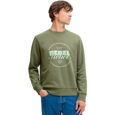 JJ REBEL JREBGRAY CREW NECK SWEAT 12286664-FOUR LEAF CLOVER Κhaki