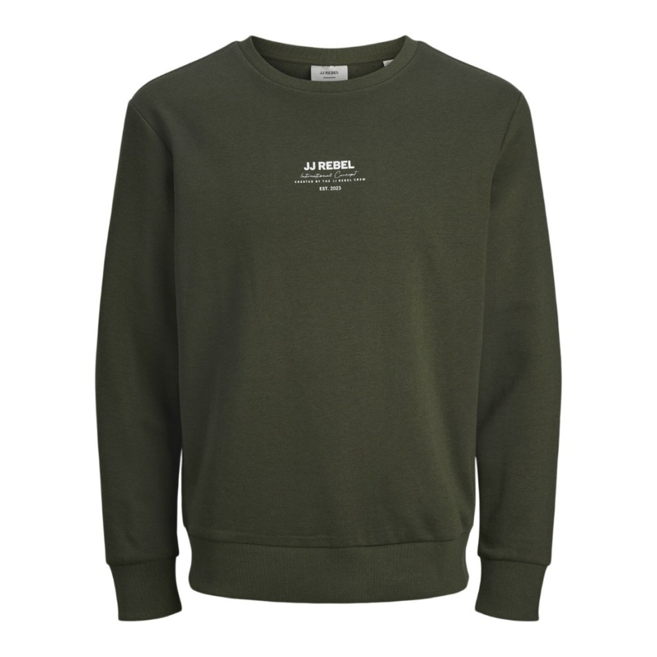 JJ REBEL JREBLINO SWEAT CREW NECK 12268877-KOMBU GREEN OLIVE