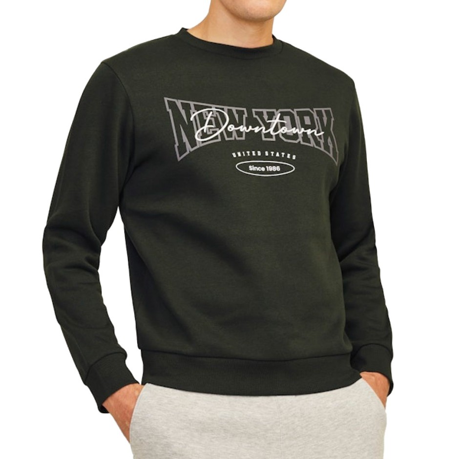 JJ REBEL NEWYORK SWEAT CREW NECK 12263871-KOMBU GREEN OLIVE
