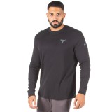 UNDER ARMOUR PROJECT ROCK WAFFLE CREW LONGSLEEVE SHIRT 1358757-001 Black Image 