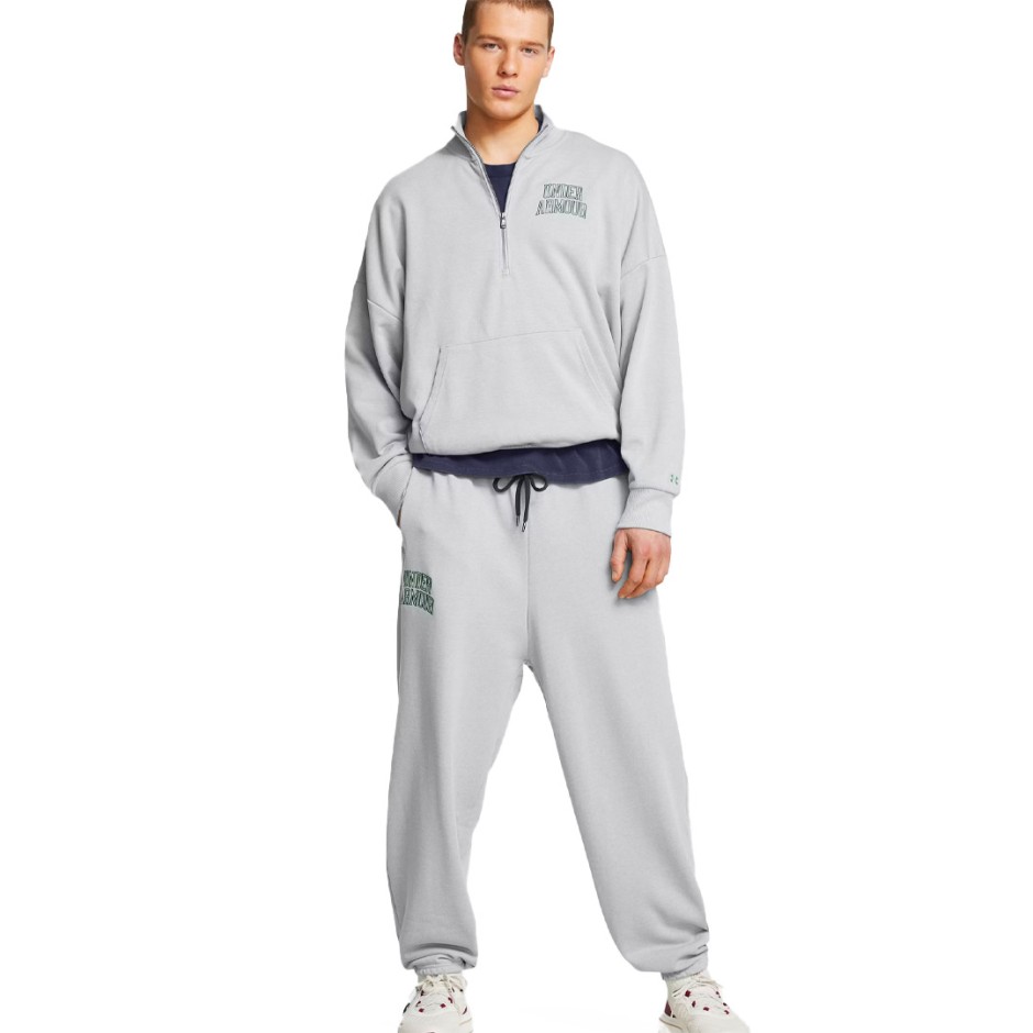 UNDER ARMOUR ICON HWT TERRY OS 1/2 ZIP 1386550-011 Grey