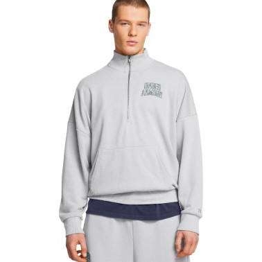 UNDER ARMOUR ICON HWT TERRY OS 1/2 ZIP 1386550-011 Grey