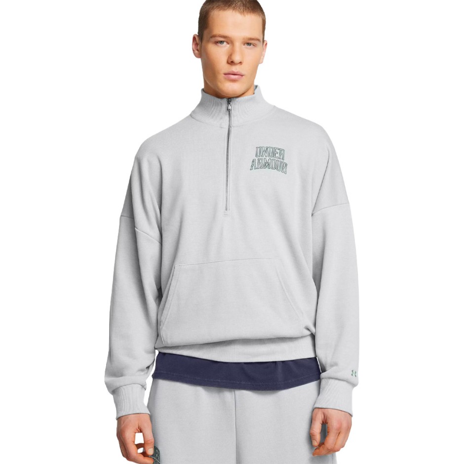 UNDER ARMOUR ICON HWT TERRY OS 1/2 ZIP 1386550-011 Grey