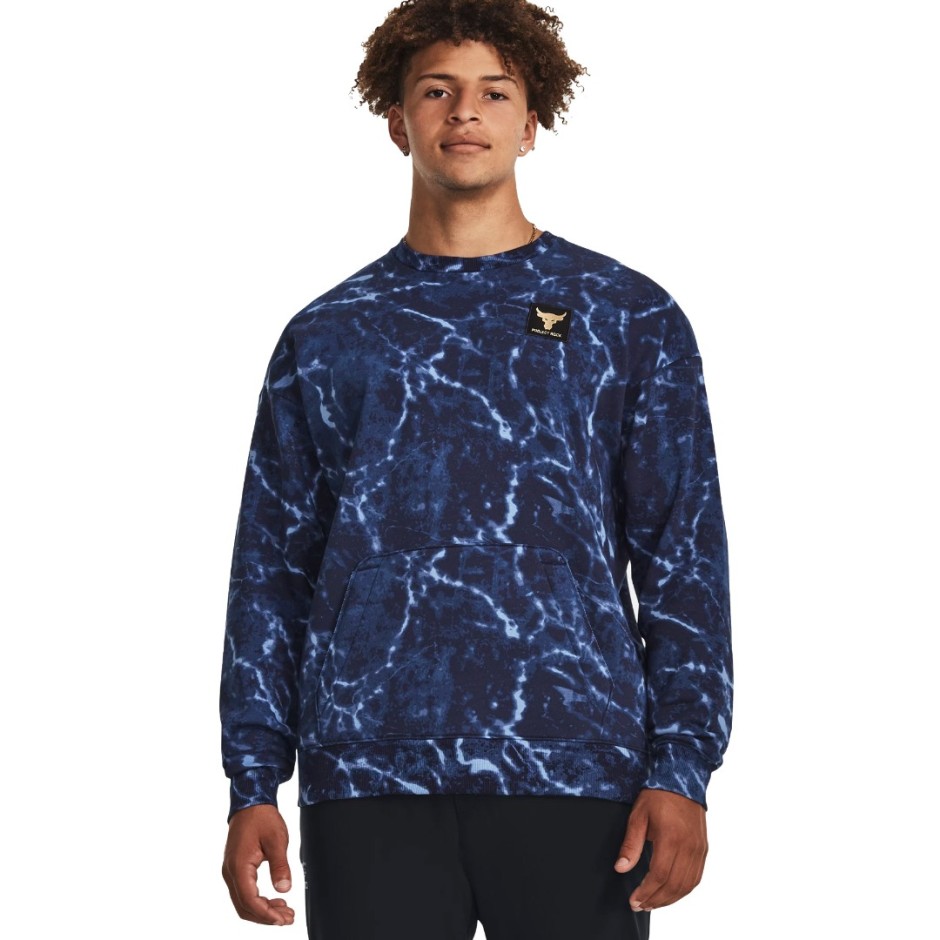 UNDER ARMOUR PROJECT ROCK RIVAL FLEECE CREW Μπλε