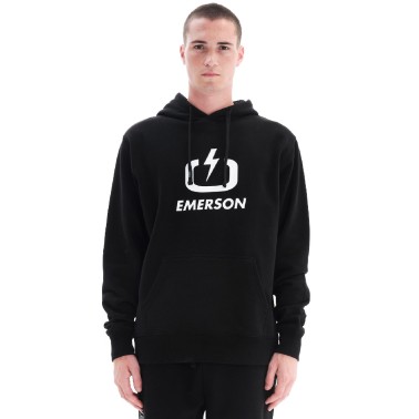 Emerson Λευκό-Μαύρο - Ανδρική Μπλούζα Φούτερ Με Κουκούλα
