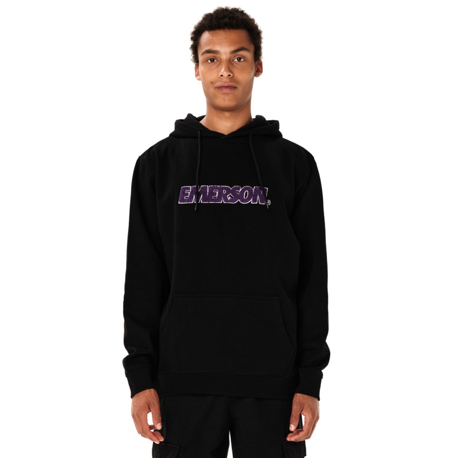 EMERSON MEN'S LOGO PULLOVER HOODIE 262.EM20.12-BLACK Black