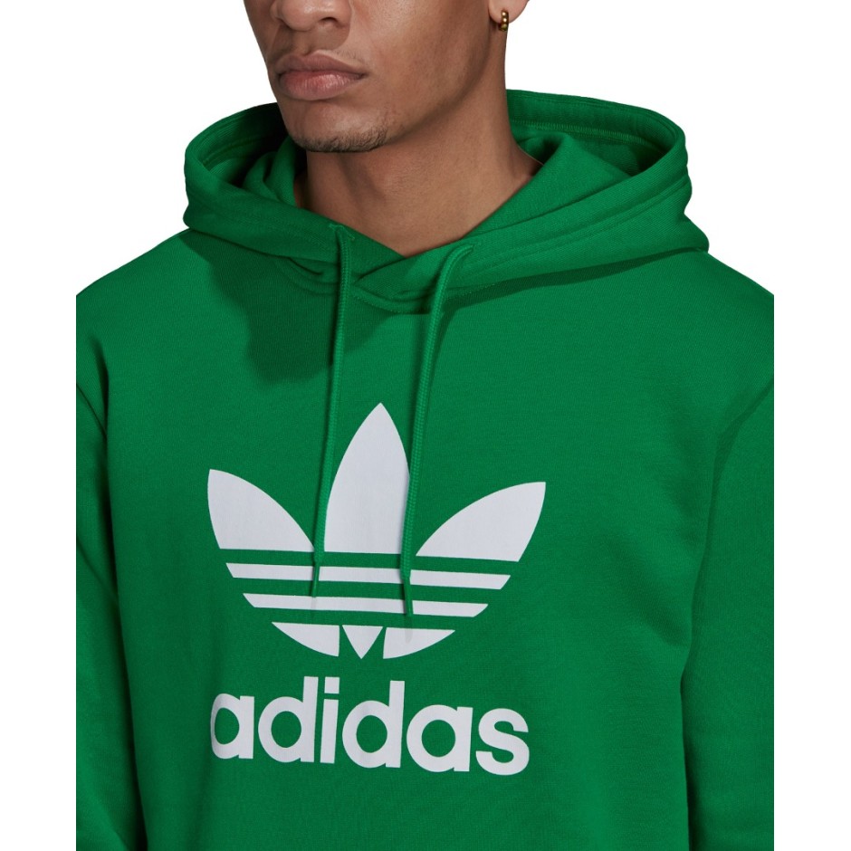 Adidas Originals Men's Green Trefoil French Terry Cotton Pullover Hoodie  H06665