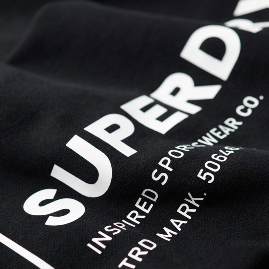Superdry Utility Sport Logo Μαύρο - Ανδρική Μπλούζα Φούτερ