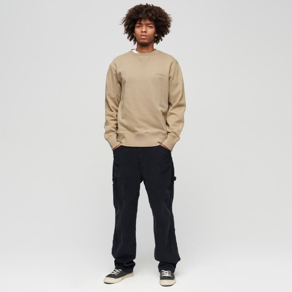 Superdry Overdyed Logo Μπέζ - Ανδρική Μακρυμάνικη Μπλούζα