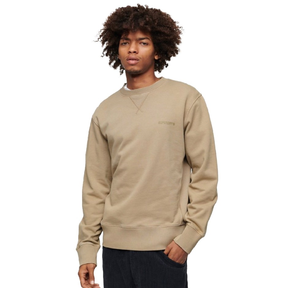 Superdry Overdyed Logo Μπέζ - Ανδρική Μακρυμάνικη Μπλούζα
