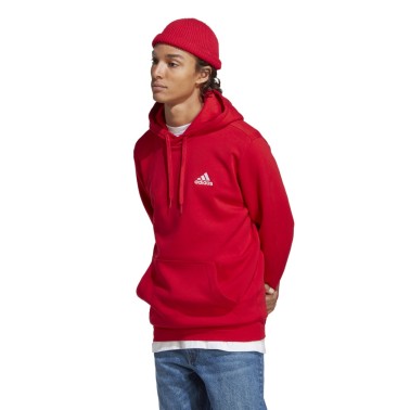 adidas Sportswear Essentials Fleece Κόκκινο - Ανδρική Μπλούζα Φούτερ Με Κουκούλα