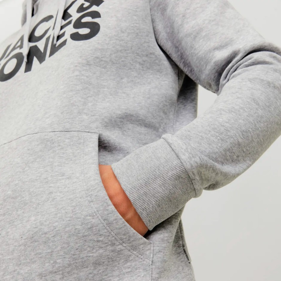 JACK & JONES JJECORP LOGO SWEAT HOOD 12152840-3151889 Grey