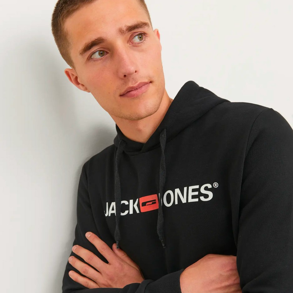 JACK & JONES JJECORP OLD LOGO SWEAT HOOD NOOS 12137054-2779027 Black