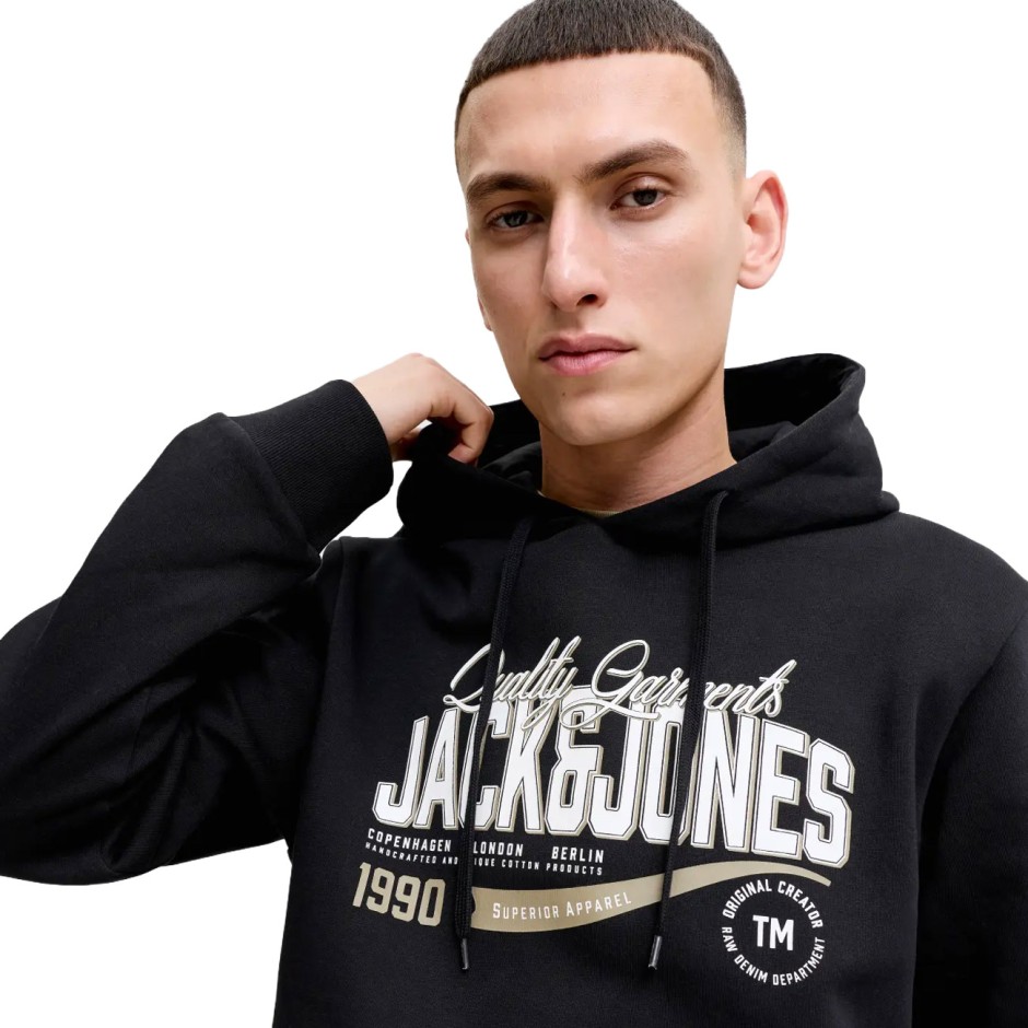 JACK & JONES JJELOGO SWEAT HOOD 2 COL AW SN 12299467-5034180 Μαύρο