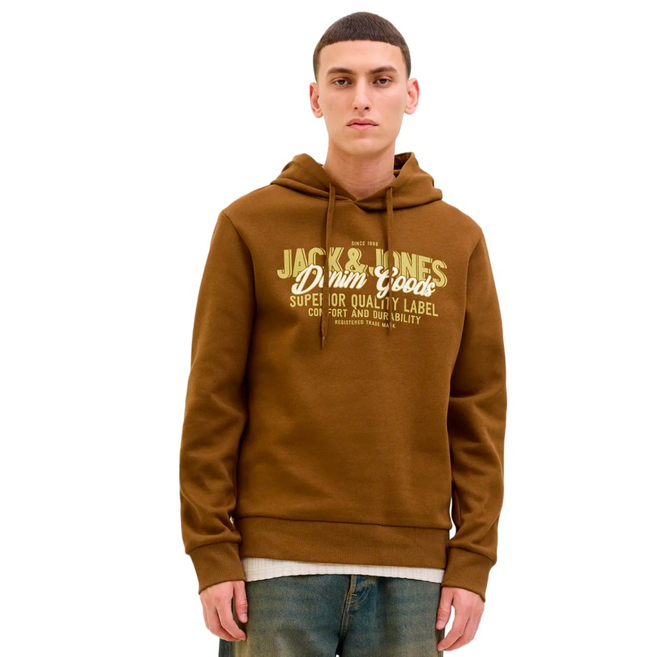 JACK & JONES JJELOGO SWEAT HOOD 2 COL 25/26 NOOS 12279649-4783783 Brown
