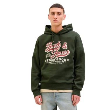 JACK & JONES JJELOGO SWEAT HOOD 2 COL 25/26 NOOS 12279649-4783781 OLIVE